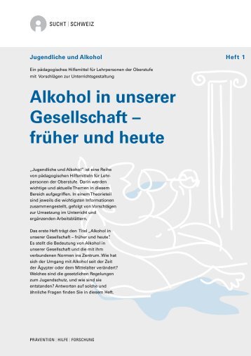 Alkohol in unserer Gesellschaft – früher und heute - Sucht Schweiz