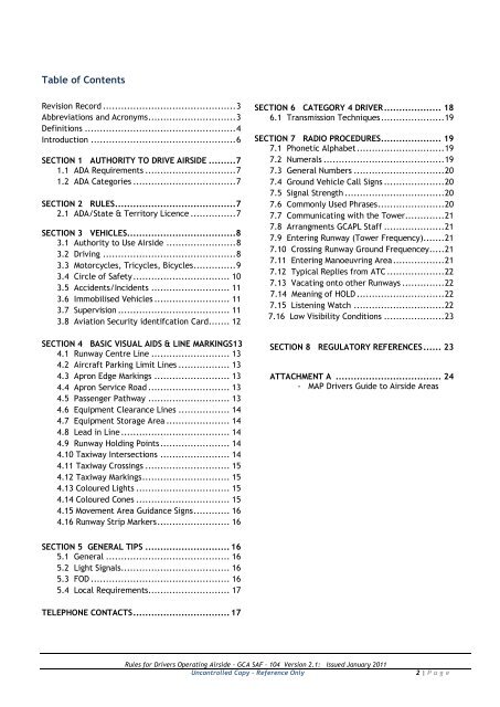 GCA SAF – 104 Version 2.1: Issued January - Gold Coast Airport