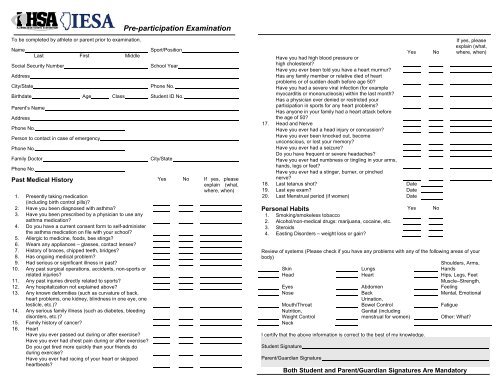 Physical Form For School Sports