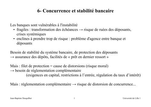 6- Concurrence et stabilitÃ© bancaire - Jean-Baptiste Desquilbet