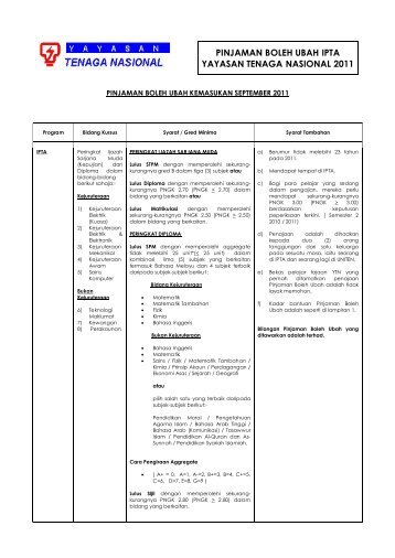 Pinjaman Boleh Ubah IPTA & UNITEN - Tenaga Nasional Berhad