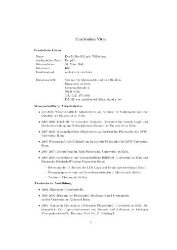 Curriculum Vitae - Seminar fÃ¼r Mathematik und ihre Didaktik