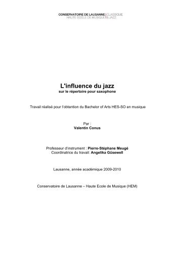 L'influence du jazz sur le répertoire pour saxophone - HEMU