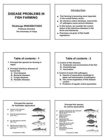 DISEASE PROBLEMS IN FISH FARMING - SOI-Asia