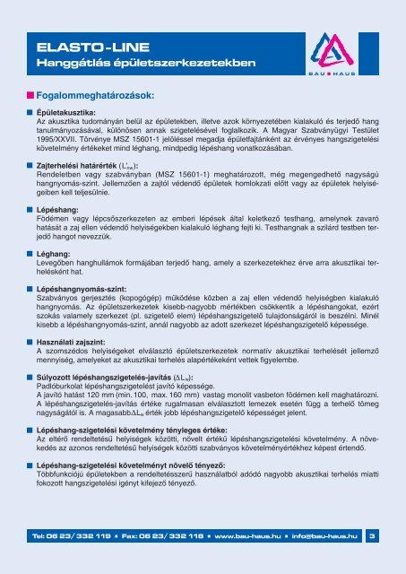 Elasto-Line hanggÃ¡tlÃ¡s (pdf - 1 MB) language - Bau-Haus Kft.