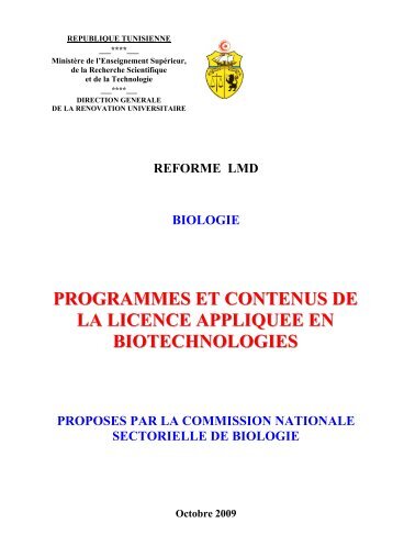 Licence AppliquÃ©e en Biotechnologies - MinistÃ¨re de l ...