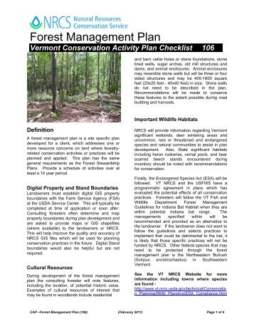 Forest Management Plan - Field Office Technical Guide