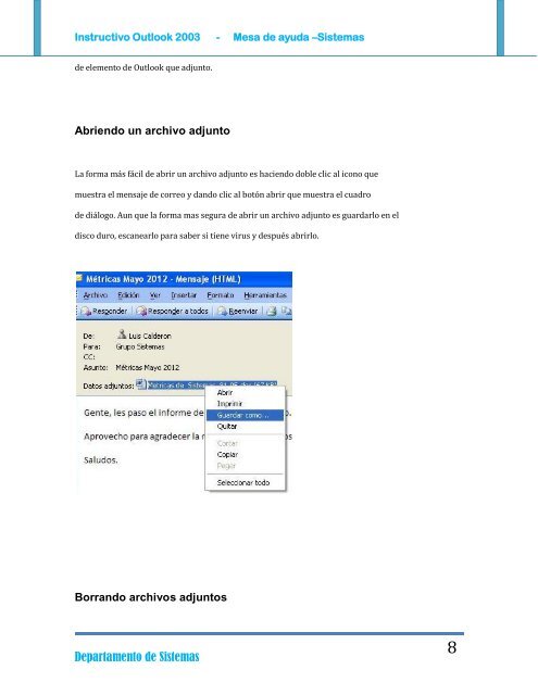 Instructivo Outlook 2003 - Mesa de ayuda –Sistemas - UCES