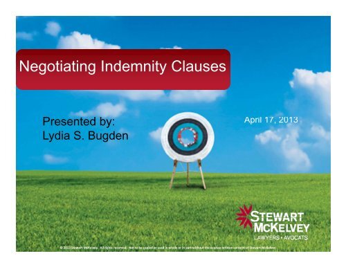 Negotiating Indemnity Clauses - Stewart McKelvey