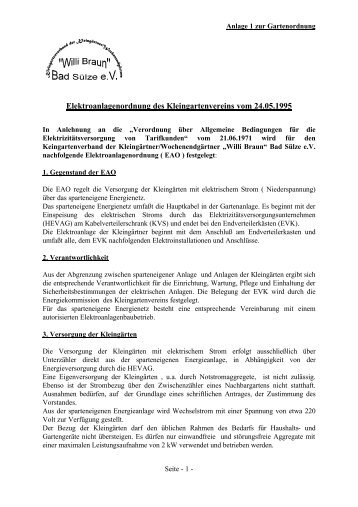 Elektroanlagenordnung - Kleingartenverein "Willi Braun"