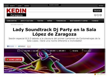 Lady Soundtrack Dj Party en la Sala LÃ³pez de Zaragoza, Zaragoza ...