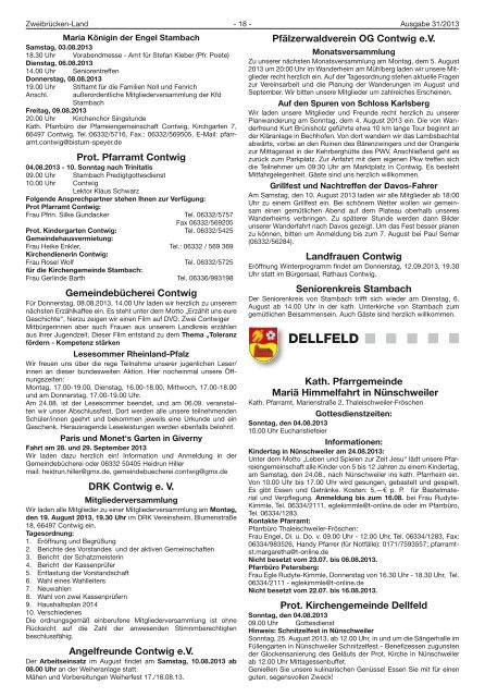 Donnerstag, 01.08.2013 - Verbandsgemeinde Zweibrücken-Land