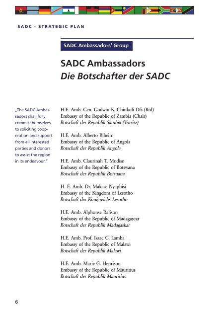 Die Botschafter der SADC - Südafrikanische Botschaft Berlin