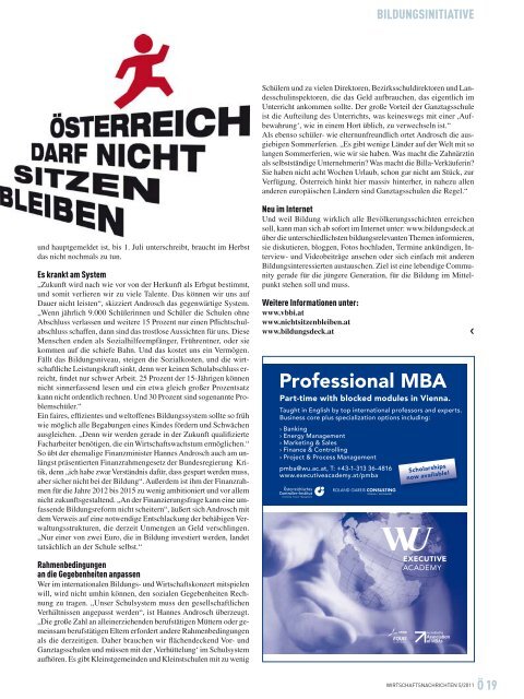 Ausgabe 05/2011 Wirtschaftsnachrichten Donauraum