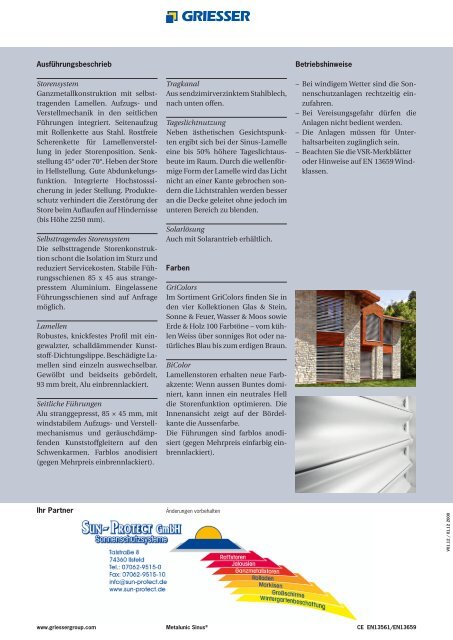 Lamellenstoren von Griesser. Metalunic Sinus® - Sun-Protect GmbH