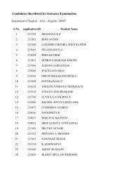 Candidates Shortlisted for Entrance Examination