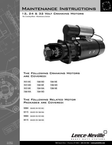 Starter Motor Manual 3404 - Prestolite Electric Inc.