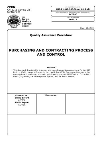 purchasing and contracting process and control - CERN