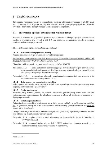 Pozwolenie zintegrowane - IPPC - Ministerstwo Ã…Âšrodowiska