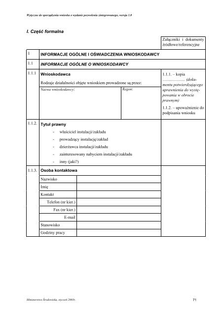 Pozwolenie zintegrowane - IPPC - Ministerstwo Ã…Âšrodowiska