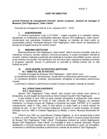 Caiet de obiective - Primaria Municipiului Fagaras