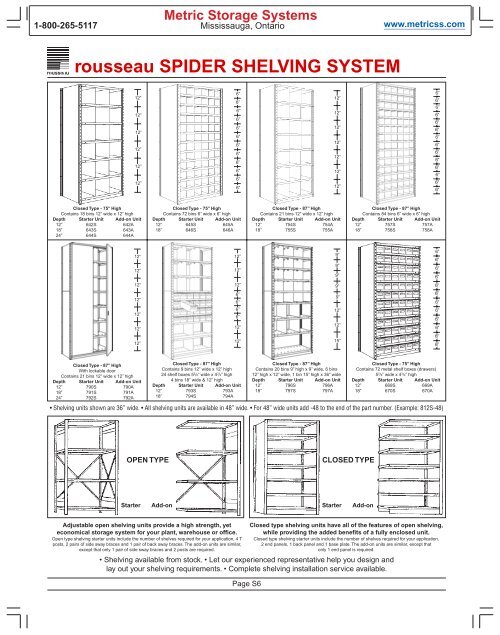 rousseau SPIDER SHELVING SYSTEM Metric Storage Systems