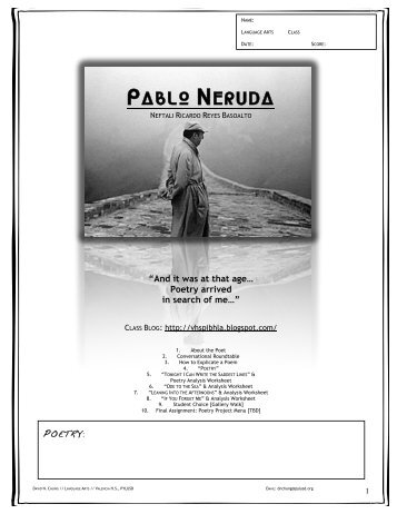 PABLO NERUDA Poetry Packet GEN - Valencia High School