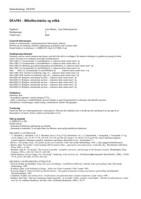 AVH501 - Avhandling (30 studiepoeng): - Det teologiske ...