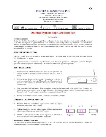 OneStep Syphilis RapiCard InstaTest - Diagnostic Automation ...