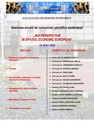 Buletin stiintific 2008 - Facultatea de Stiinte Economice ...
