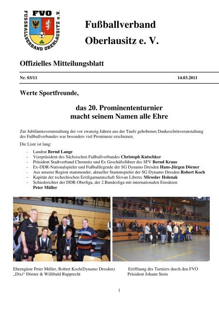 Mitteilungsblatt FVO 03/2011 - Fussballverband Oberlausitz