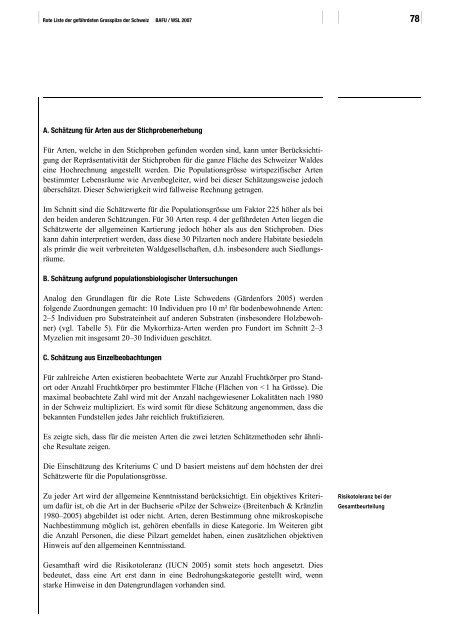Rote Liste der gefÃƒÂ¤hrdeten Arten der Schweiz: Grosspilze - Bafu - CH