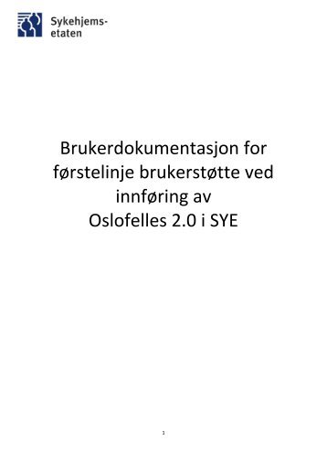 Brukerdokumentasjon for fÃ¸rstelinje brukerstÃ¸tte ... - Sykehjemsetaten