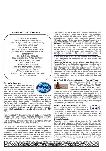 Newsletter Edition 20 2013 - St Edwards Primary School