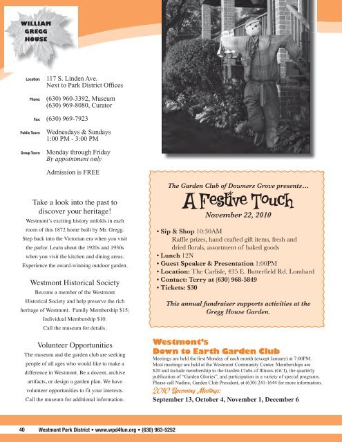 2010 Guide to Activities & Classes - Westmont Park District