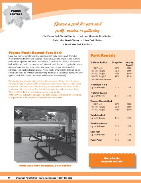 2010 Guide to Activities & Classes - Westmont Park District