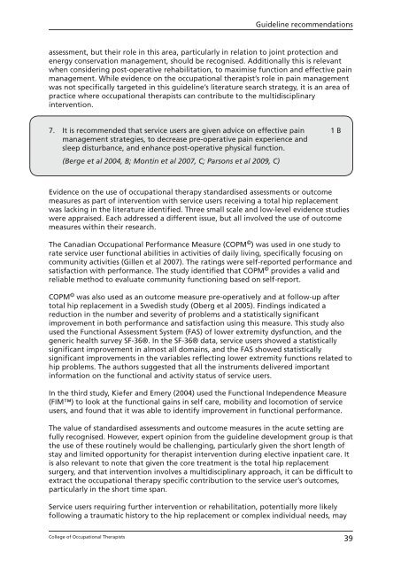 Total hip replacement - College of Occupational Therapists