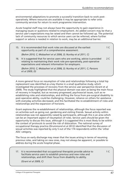 Total hip replacement - College of Occupational Therapists