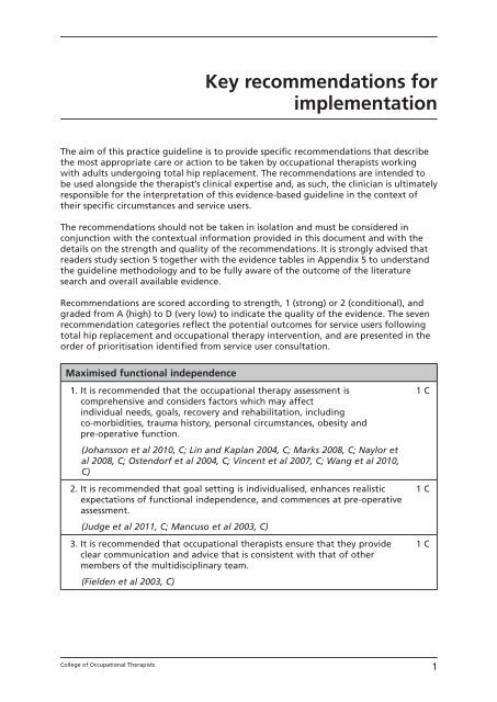 Total hip replacement - College of Occupational Therapists