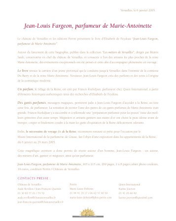 Jean-Louis Fargeon, parfumeur de Marie ... - Parfums et Arômes