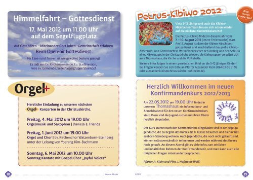 Unsere Kirche 2/2012 Mai bis Juni - Evangelische Kirchengemeinde ...