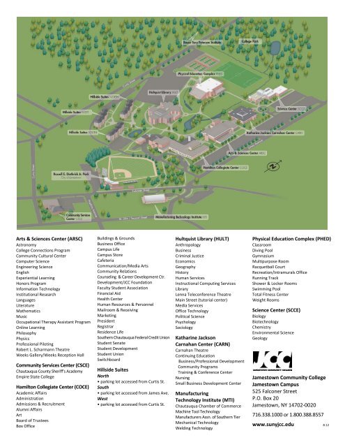 Jamestown Community College Campus Map Map of Jamestown's campus   Jamestown Community College