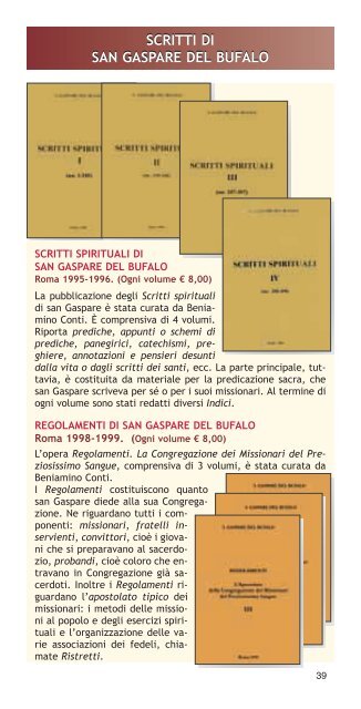 Catalogo della "Sanguis Editrice" - Centro Studi Sanguis Christi