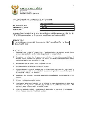 EIA Application Form - Transnet