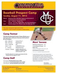 Baseball Prospect Camp - Colorado Mesa University