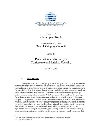 Read the speech. - World Shipping Council