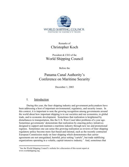 Read the speech. - World Shipping Council