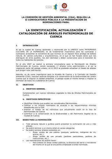 Convocatoria - Comision de Gestion Ambiental - Municipio de Cuenca