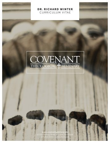 dr. richard winter curriculum vitae - Covenant Theological Seminary