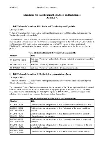 Standards for statistical methods, tools and techniques ... - BSI Shop